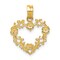14K Yellow Gold Flower Heart Charm Floral Love Pendant! Jewerly 19mm x 15mm